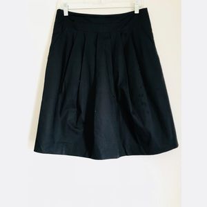 Banana Republic Pleated Black A-line Midi Skirt